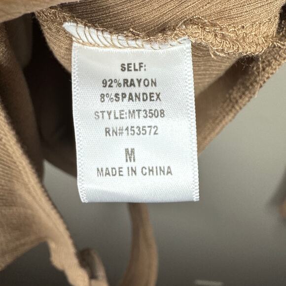 Bohme Noelle Ribbed Open Back Beige Bodysuit Medium Long Sleeve Chic‎ Classic - Picture 9 of 10